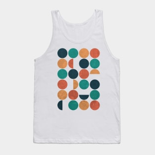 Mid Century Modern Abstract Circles Teal, Orange, Yellow Tank Top